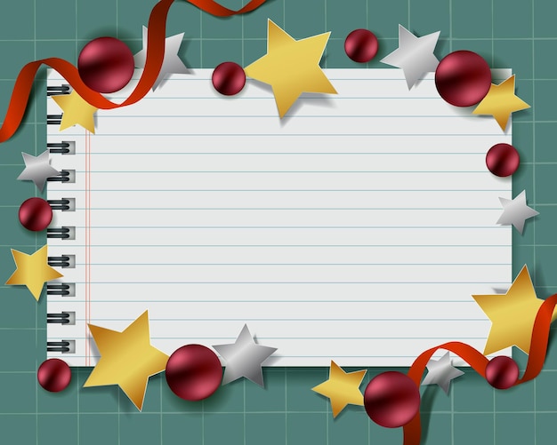 Christmas balls layout design background with blank paper