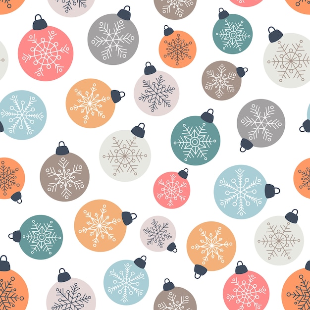 Christmas balls seamless pattern in flat style