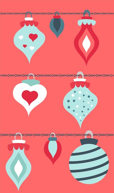 Christmas balls vector colorful seamless pattern garlands