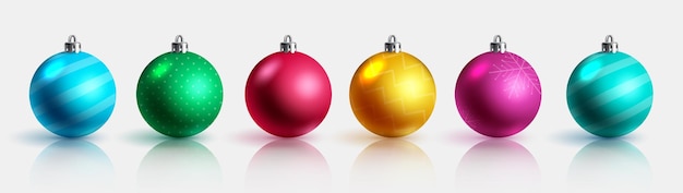 Christmas balls vector set design. christmas ball decoration collection in white background.