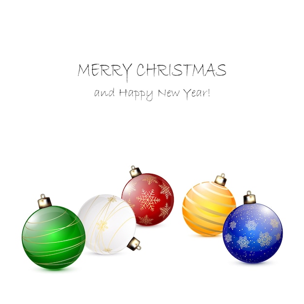 Christmas balls on white background