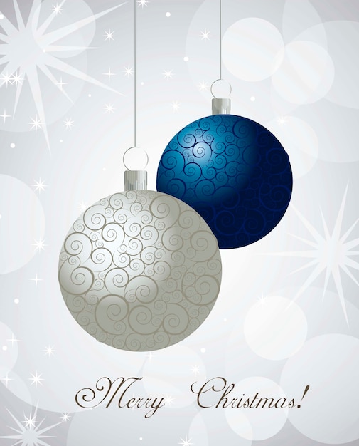 Vector christmas balls with ornament over light background vector