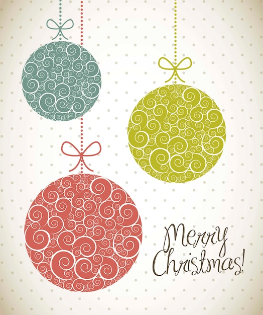 Vector christmas balls with ornament vintage style vector illustration