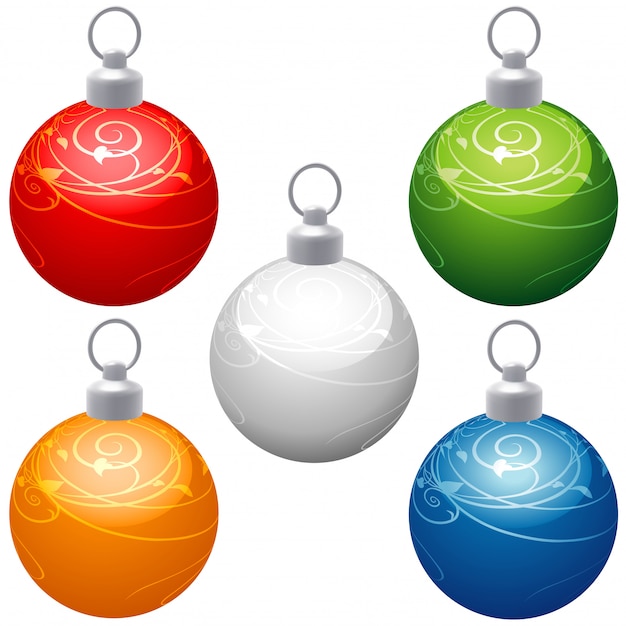 Vector christmas balls with spiral decoration