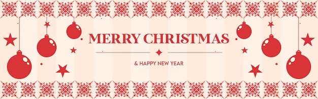christmas banner design template with red color and vintage frame and decorative lights