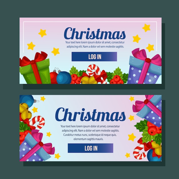 Christmas banner horizontal holiday gift supplies