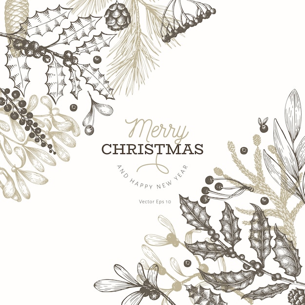 Christmas banner template. hand drawn illustrations. 