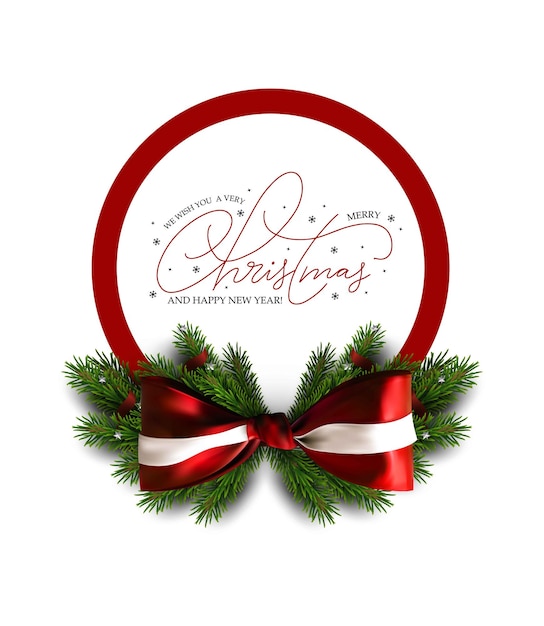 Christmas banner with bow and christmas tree branches. holiday sale banner. vector christmas template