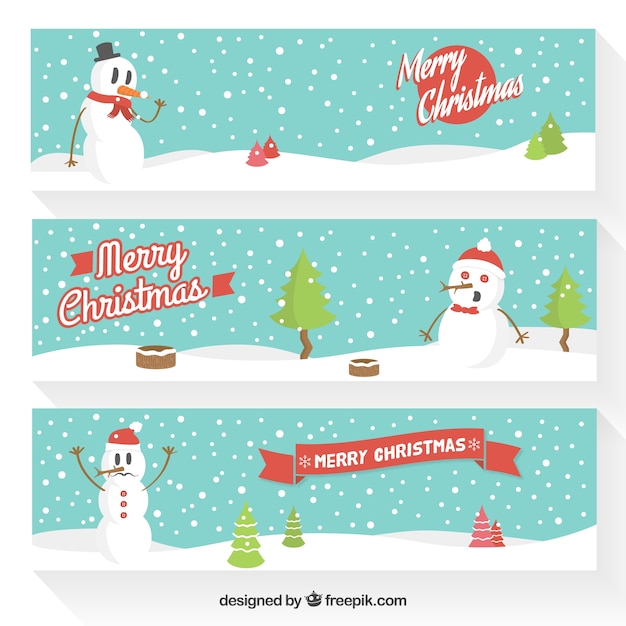 Christmas banners met sneeuwmannen