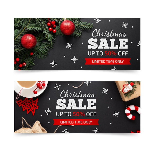 Vector christmas banners template with photo