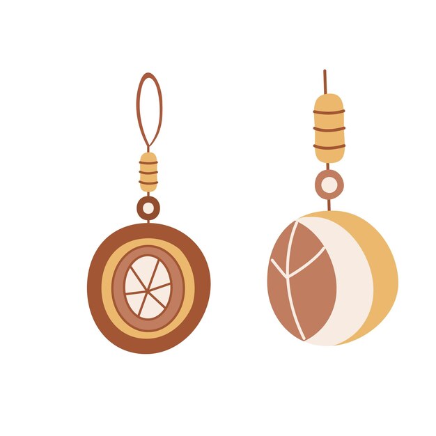 Christmas baubles illustration in boho style
