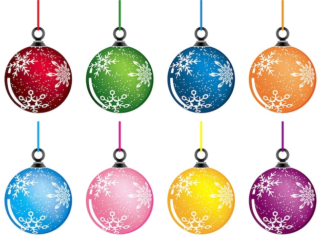 Рождественские шары, варианты цвета, векторные иллюстрации