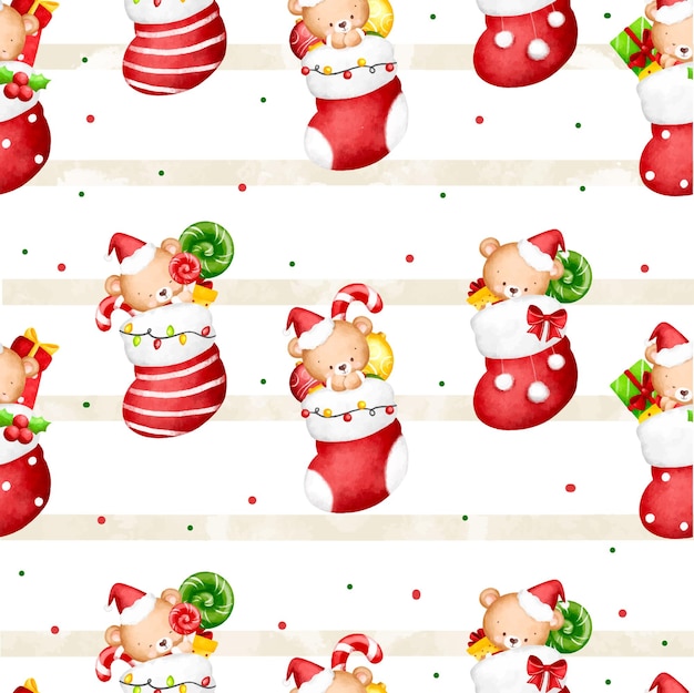 Christmas bear theme seamless pattern