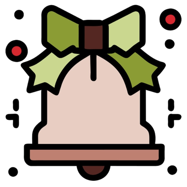 Vector christmas bell icon colored outline