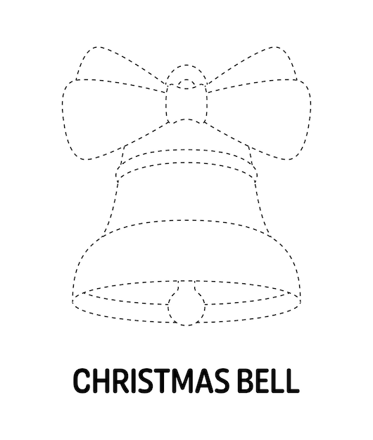 Christmas bell tracing worksheet for kids