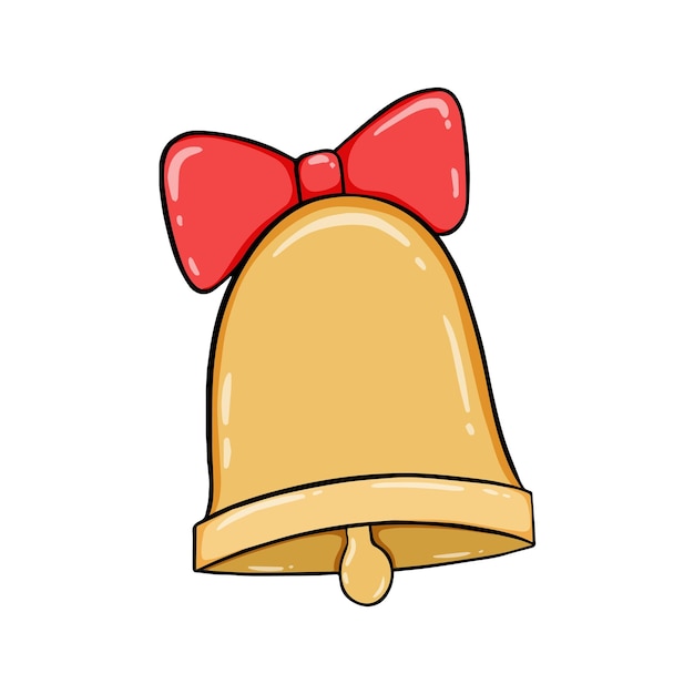 Christmas bell with bow doodle linear