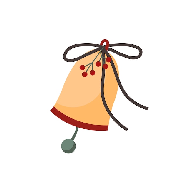 Christmas bell with ribbon isolated in cartoon style