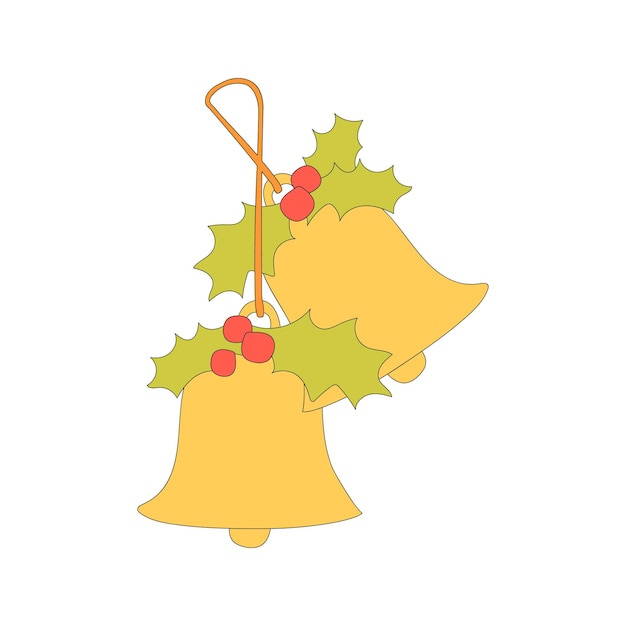 Vector christmas bells illustration new year decorative vector element colorful holiday bells icon