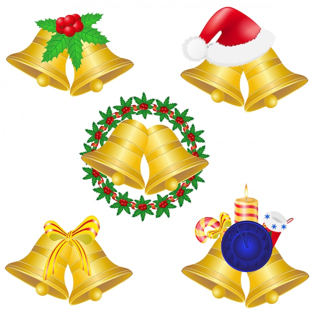 Vector christmas bells set icons