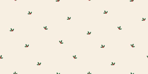 Christmas berries seamless  vector pattern.  Branches of holly