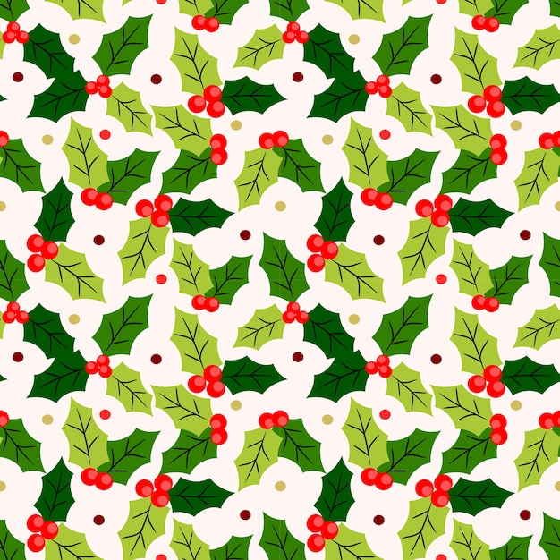 Christmas berry seamless pattern.