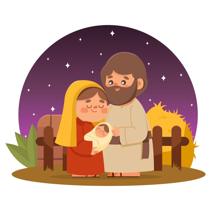 Vector 크리스마스 성서 이야기 예수 의 탄생 그림