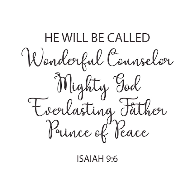 Vector christmas bible verse isaiah 9 6 prince of peace christmas quote vector illustration