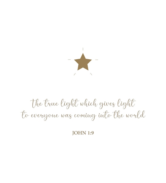 Christmas Bible Verse light star greeting card vector illustration