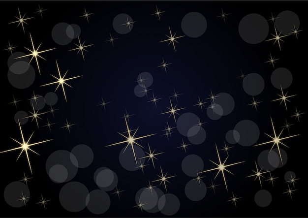 Christmas in black, empty background made with starry sky and blurry lights