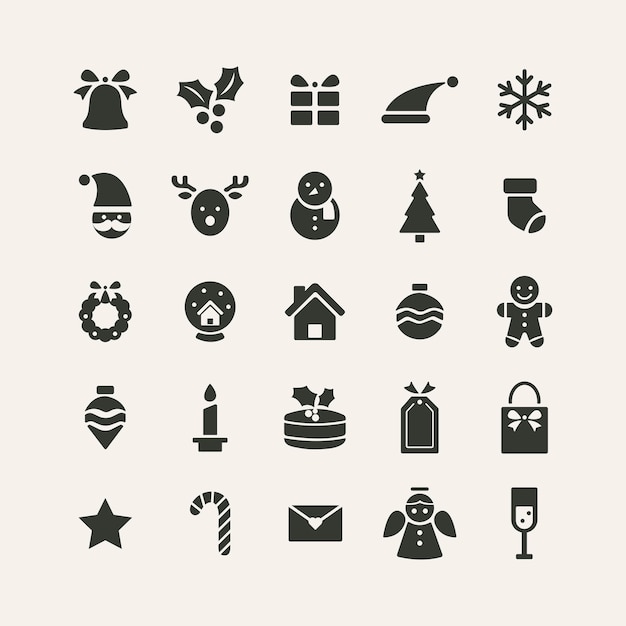 Christmas Black Icon Set