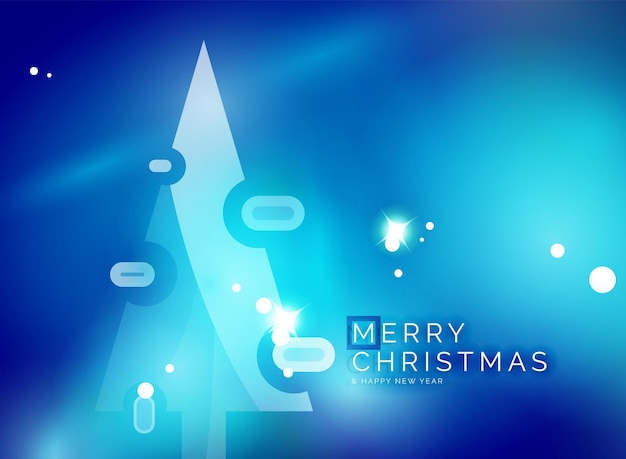 Christmas blue abstract background with white transparent snowflakes