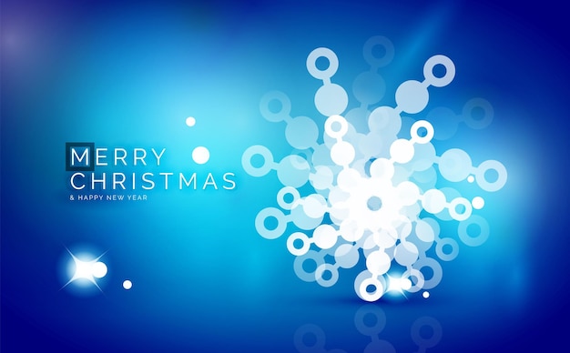 Vector christmas blue abstract background with white transparent snowflakes