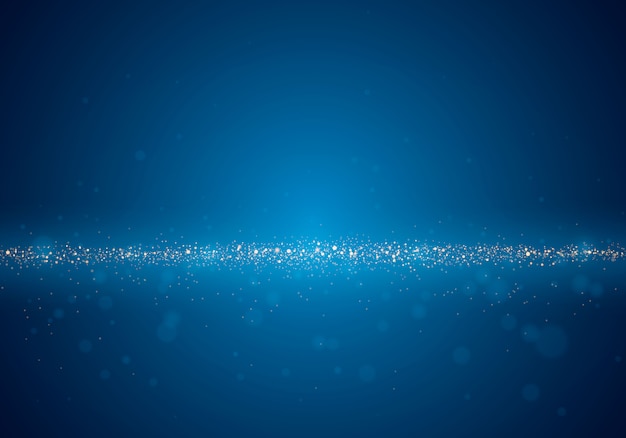 Vector christmas blue background. abstract blurred background with light glare, bokeh and glowing particles. lighting effects of flash. abstract illustration