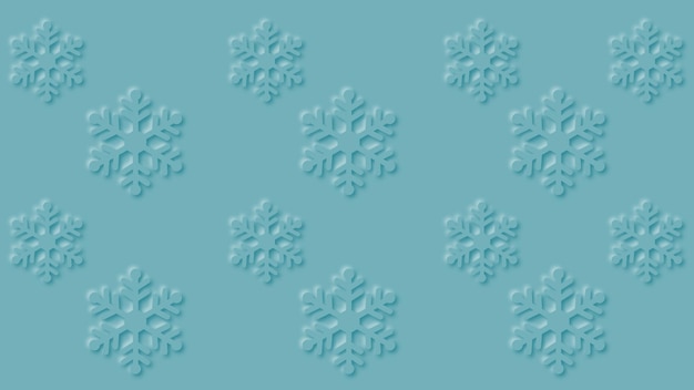 Sfondo blu di natale con fiocchi di neve in stile carta