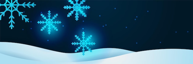 Christmas blue background with snow and snowflake