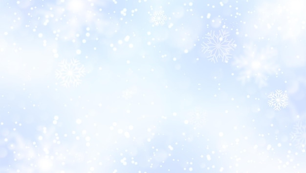 Vector christmas bokeh lights and falling snowflakes background.