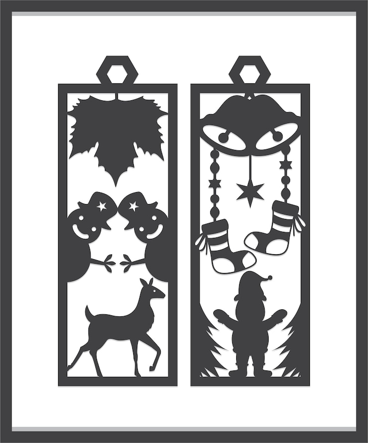 वेक्टर christmas bookmark laser cut set
