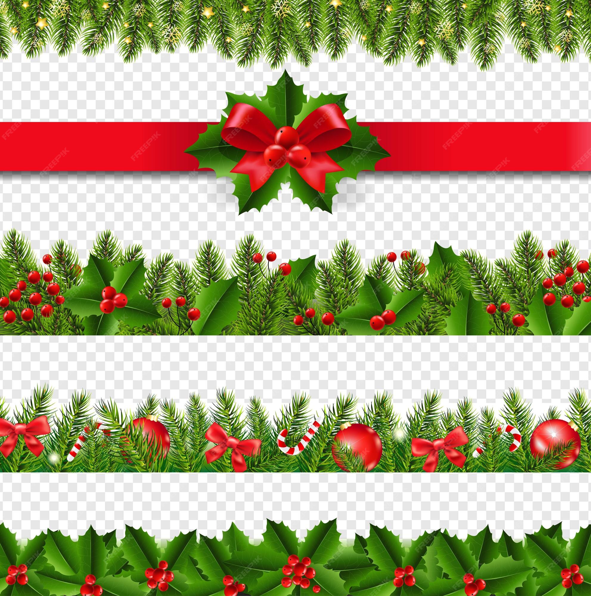 Premium Vector | Christmas border big set transparent background