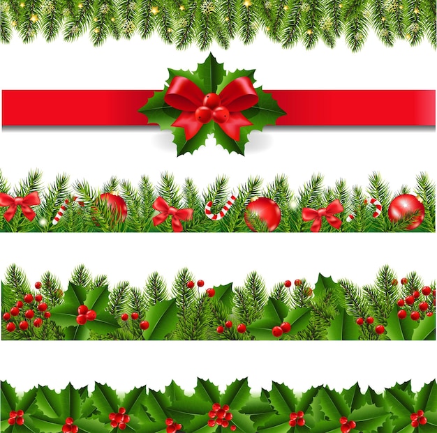 クリスマス ボーダー ビッグ セット ホワイト バック グラウンド