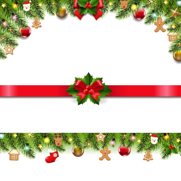 クリスマスのおもちゃとモミの木とクリスマスの国境
