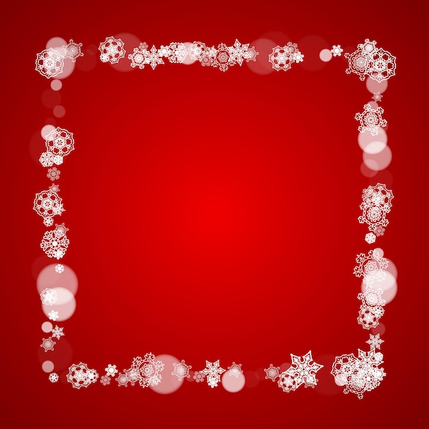 Christmas border with white snowflakes