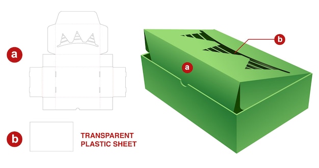 Christmas box die cut template and 3D mockup