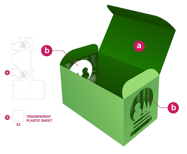 Christmas box die cut template and 3D mockup