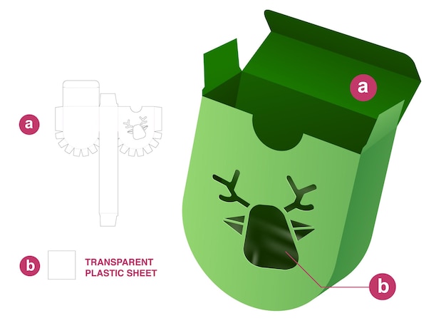 크리스마스 상자 다이 컷 템플릿 및 3D 모형