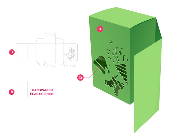 Christmas box die cut template and 3D mockup