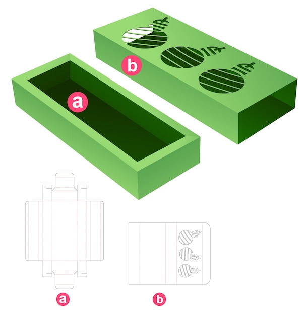 クリスマス ボックス ダイ カット テンプレートと 3 d モックアップ