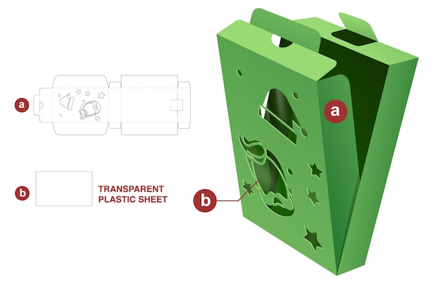 クリスマス ボックス ダイ カット テンプレートと 3 d モックアップ