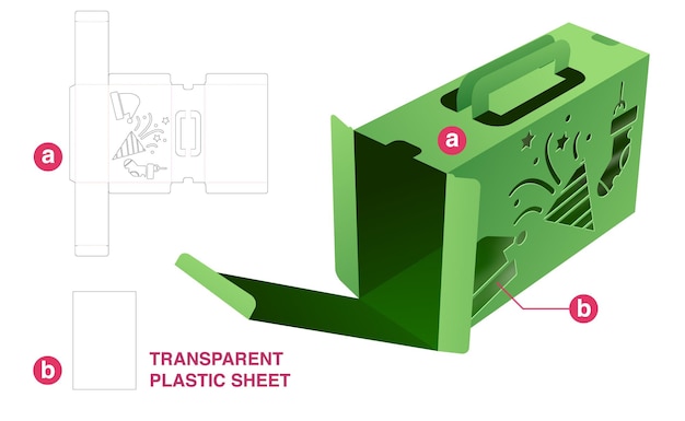 クリスマス ボックス ダイ カット テンプレートと 3 d モックアップ