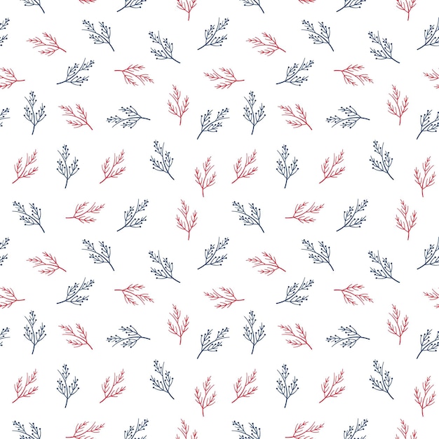 Vector christmas branch seamless pattern on white background