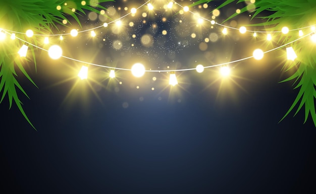 Christmas bright beautiful lights design elements Glowing lights for design of Xmas greeting card